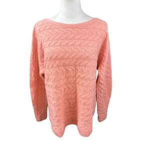 Talbots‎ Cable Knit Boat Neck Sweater size XL Pink XLCashmere, Merino Wool Blend